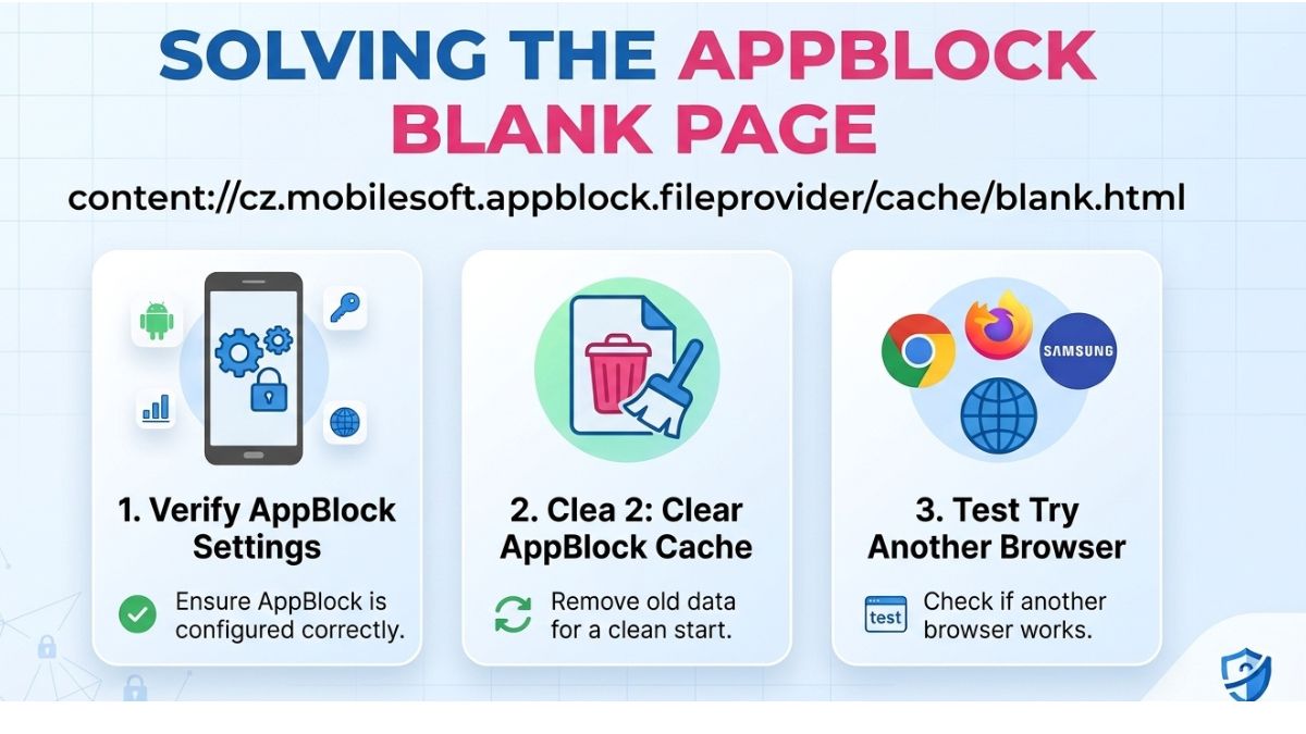 contentcz.mobilesoft.appblock.fileprovidercacheblank.html
Diagram explaining how to fix AppBlock blank page error by clearing cache and checking app settings