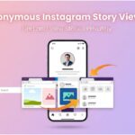 A clean, premium graphic illustrating a mobile phone showing an Instagram story viewer interface.