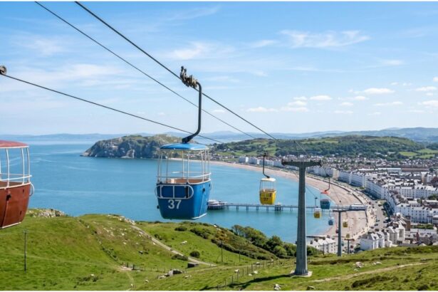 llandudno cable car llandudno going up the Great Orme with scenic coastal views in North Wales