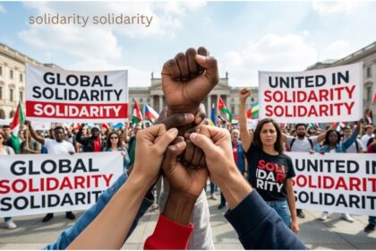 Solidarity solidarity protest with people holding unity signs
