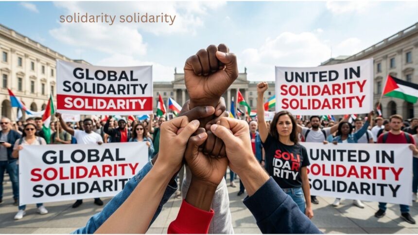 Solidarity solidarity protest with people holding unity signs