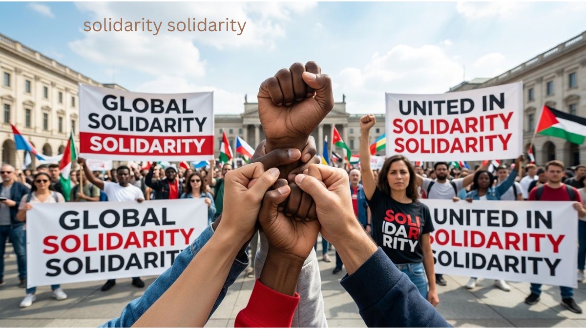 Solidarity solidarity protest with people holding unity signs