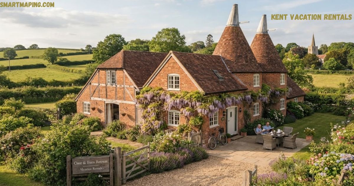 Kent vacation rentals featuring a traditional brick cottage, charming oast-house towers, a beautiful garden and outdoor seating.