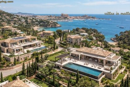 Luxury villas in Mallorca overlooking the Mediterranean Sea with private pools and landscaped gardens.